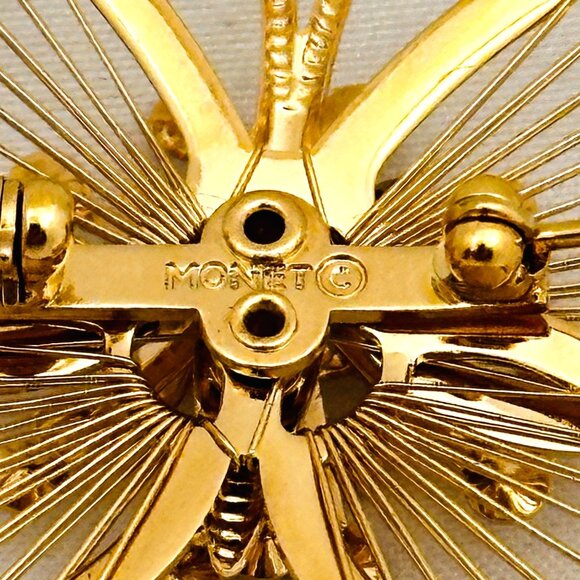 Vintage Monet Butterfly Brooch with Rhinestones - Picture 5 of 5